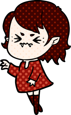 Bir insan tarafından çizilmiş kızgın vampir kız.