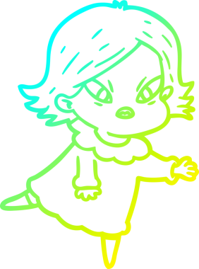 Bir insan tarafından çizilmiş soğuk gradyan çizgi çizimi stresli bir kadın