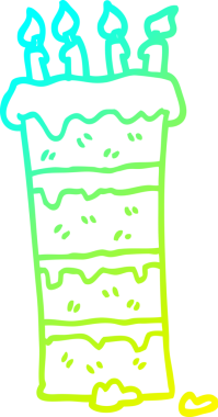 Bir insan tarafından çizilmiş büyük bir doğum günü pastasının soğuk gradyan çizimi