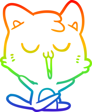 gökkuşağı gradyan çizgi çizimi bir insan tarafından çizilmiş bir çizgi film kedisi