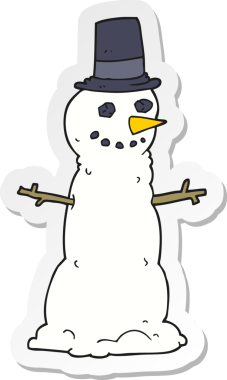 Bir insan tarafından çizilmiş silindir şapkalı bir kardan adamın çıkartması.