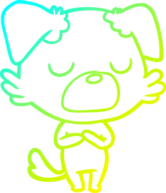 Bir insan tarafından çizilen çizgi film köpeğinin soğuk gradyan çizgisi.