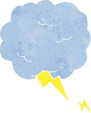 Bir insan tarafından çizilmiş gökgürültüsü bulutu sembolü.