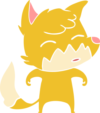 Bir insan tarafından çizilmiş düz renk çizgi film tilkisi