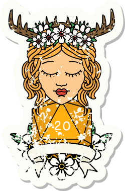 Retro Dövme Tarzı İnsan Druid Bir insan tarafından çizilmiş doğal 20 rulo ile