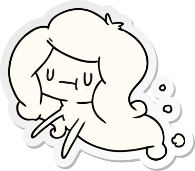 Bir insan tarafından çizilmiş sevimli bir kawai hayaletinin karikatür çizimi.