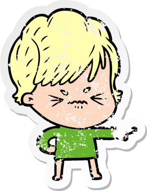 Bir insan tarafından çizilmiş, hayal kırıklığına uğramış bir karikatür çıkartması.