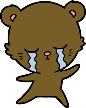 Bir insan tarafından çizilmiş ağlayan çizgi film ayısı.