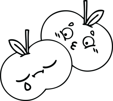 Bir insan tarafından çizilmiş elmaların çizgi çizimi