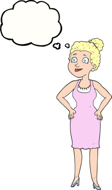 Bir insan tarafından çizilmiş balonlu balon karikatür kadın.