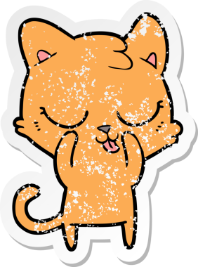 Bir insan tarafından çizilmiş karikatür bir kedinin sıkıntılı çıkartması.