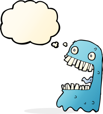 Düşünce baloncuğu bir insan tarafından çizilmiş iğrenç bir hayalet.