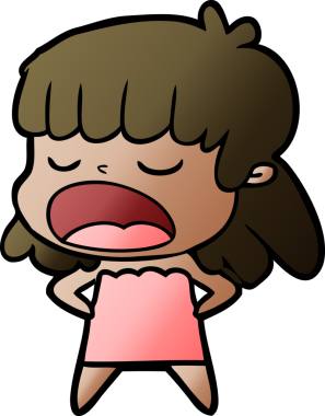 Çizgi filmdeki kadın bir insan tarafından yüksek sesle çizilmiş.