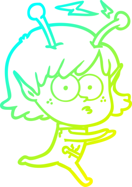 Bir insan tarafından çizilmiş bir uzaylı kız çizgi filmi.