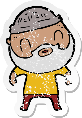 Bir insan tarafından çizilmiş sakallı bir adamın sıkıntılı çıkartması.