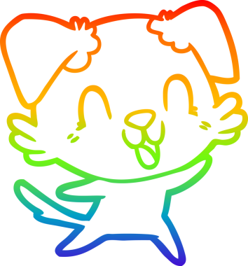 Gökkuşağı gradyan çizgisi bir insan tarafından çizilmiş gülen bir çizgi köpeğin çizimi