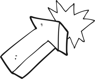 Bir insan tarafından çizilmiş siyah-beyaz ok sembolü.