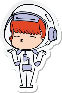 Bir insan tarafından çizilmiş meraklı bir astronotun çıkartması.