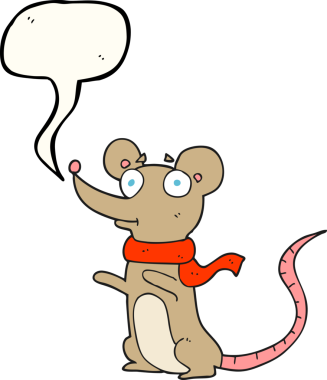 Bir insan tarafından çizilmiş serbest konuşma balonu çizgi film faresi