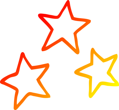 Bir insan tarafından çizilmiş bir çizgi film yıldızının sıcak gradyan çizimi