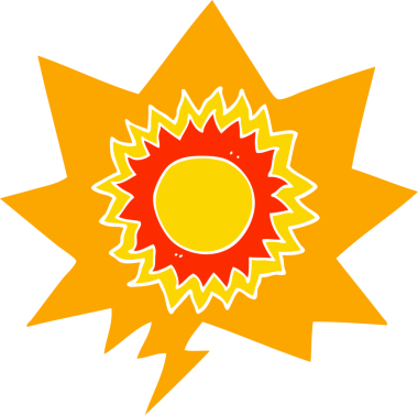 bir insan tarafından çizilmiş eski moda konuşma baloncuklu çizgi film güneşi