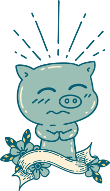 Dövme stili, gergin domuz karakterli bir insan tarafından çizilmiş parşömen.