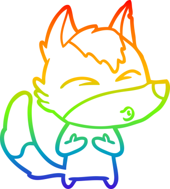 Gökkuşağı gradyan çizgi çizimi bir insan tarafından çizilmiş bir kurt çizgi filmi.