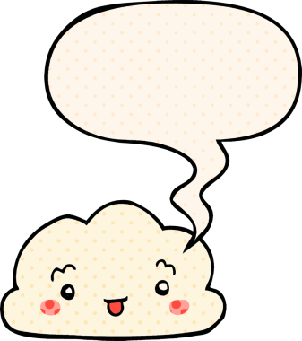 Bir insan tarafından çizilmiş çizgi roman tarzında konuşma baloncuğu olan karikatür bulutu