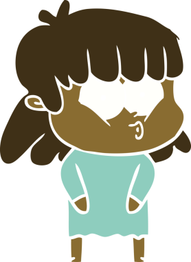 Bir insan tarafından çizilmiş düz renkli bir karikatür.