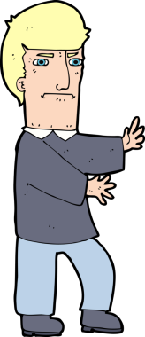 Bir insan tarafından çizilmiş huysuz bir adam çizgi filmi.