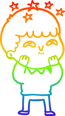 gökkuşağının gradyan çizimi bir çizgi film karakteri tarafından çizilmiş.