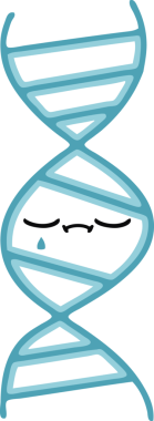 Bir insan tarafından çizilmiş bir DNA ipliğinin düz renk retro karikatürü