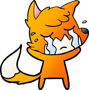 Bir insan tarafından çizilmiş ağlayan tilki çizgi filmi.