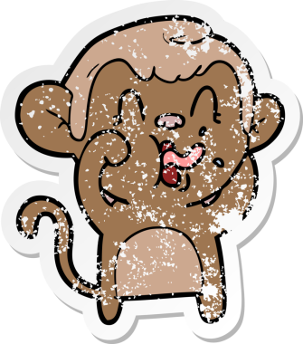 Bir insan tarafından çizilmiş çılgın bir çizgi maymunun sıkıntılı çıkartması.