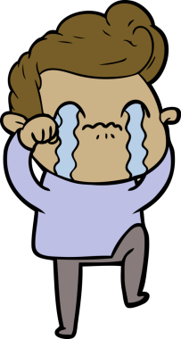 Bir insan tarafından çizilmiş ağlayan çizgi film adamı.