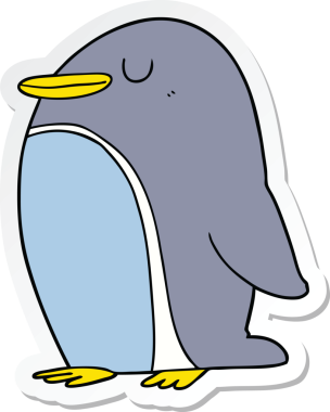 Bir insan tarafından çizilmiş karikatür pengueni çıkartması.