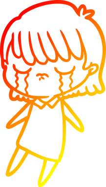 Bir insan tarafından çizilmiş, ağlayan bir çizgi kadın çizimi.