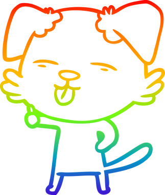 gökkuşağı gradyan çizgi çizimi bir insan tarafından çizilmiş dili dışarı çıkaran bir köpek