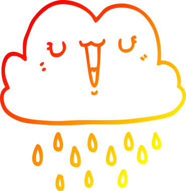 Bir insan tarafından çizilmiş bir karikatür fırtına bulutunun sıcak çizgi çizimi