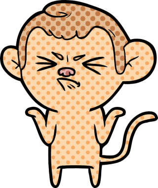 Bir insan tarafından çizilmiş sinir bozucu bir maymun.