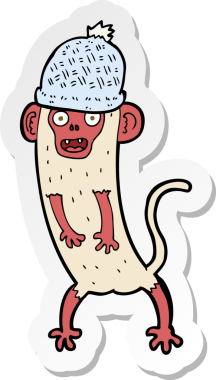 Bir insan tarafından çizilmiş deli bir maymunun çıkartması.