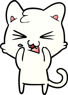 Bir insan tarafından çizilmiş çizgi film kedisi.