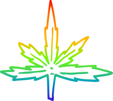 gökkuşağı gradyan çizgisi bir insan tarafından çizilmiş marihuana yaprağının çizimi