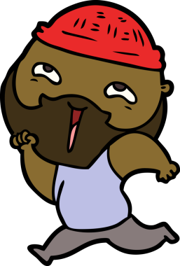 Bir insan tarafından çizilmiş mutlu sakallı bir adam.