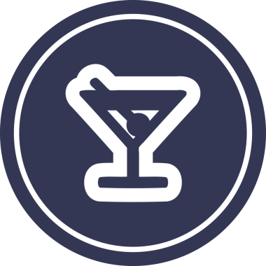 Bir insan tarafından çizilmiş zeytin dairesi sembollü kokteyl.