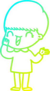 Bir insan tarafından çizilmiş mutlu çizgi film çocuğu çizimi.