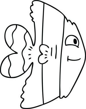 Bir insan tarafından çizilmiş garip karikatür balığı çizimi