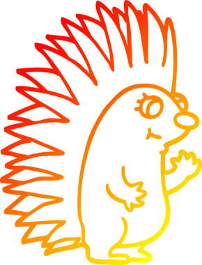 Bir insan tarafından çizilmiş sivri dikenli kirpinin sıcak çizgi çizimi