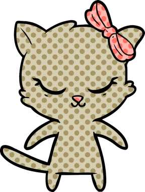 Bir insan tarafından çizilmiş sevimli çizgi film kedisi.