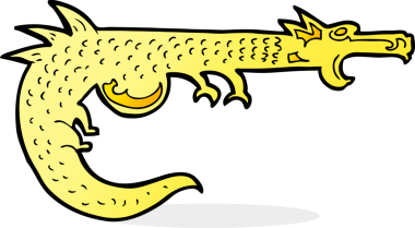 bir insan tarafından çizilmiş ortaçağ ejderhası.